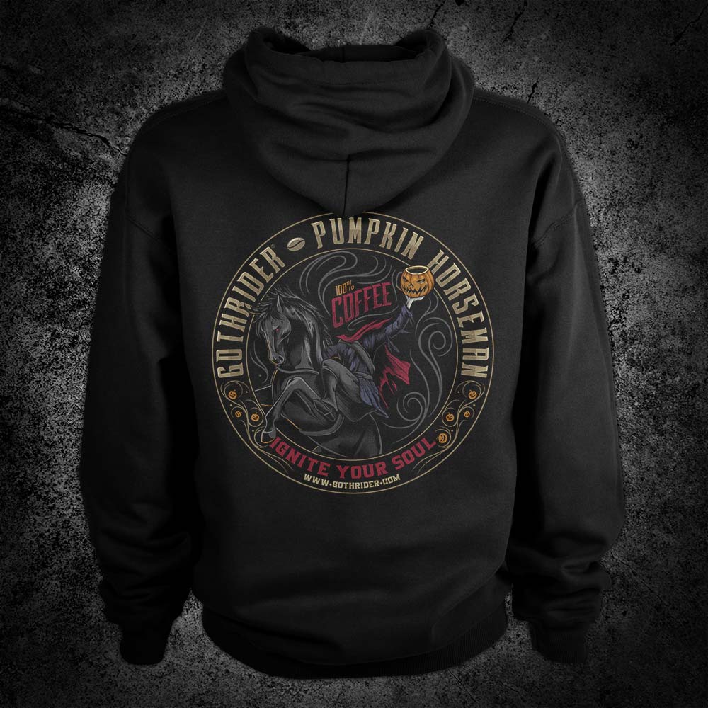 Pumpkin Horseman Coffee Hoodie - GothRider Brand